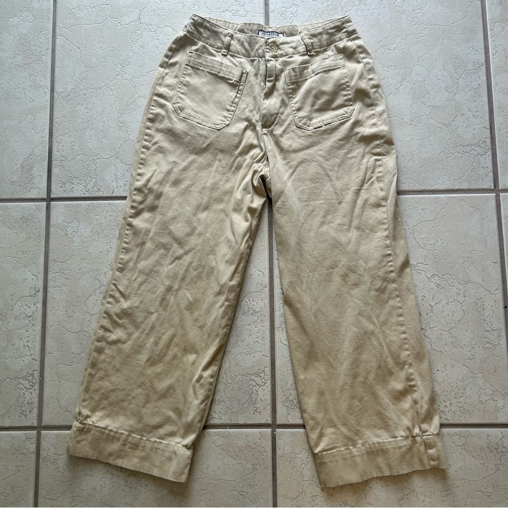 Bagatelle Pants Womens Sz 8 Khaki Utility Patch Pocket Wide Leg High Rise Piling